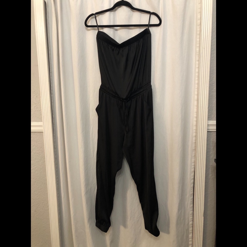Silk strapless jumpsuit